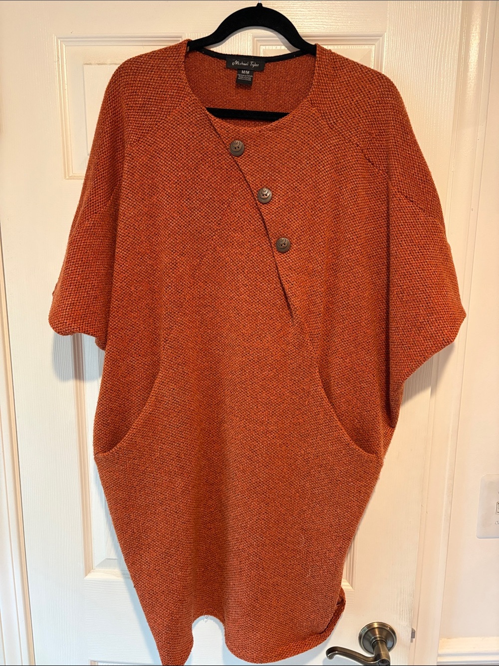 Women’s Knit Button-Front Oversized Top — Burnt Orange